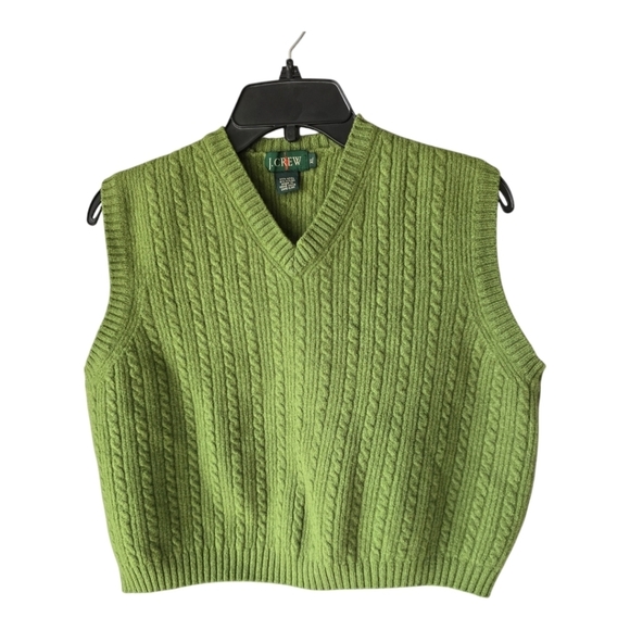 J. Crew Wool Sweater Vest Men XL Green Golf Preppy Excellent Normcore - Picture 1 of 9